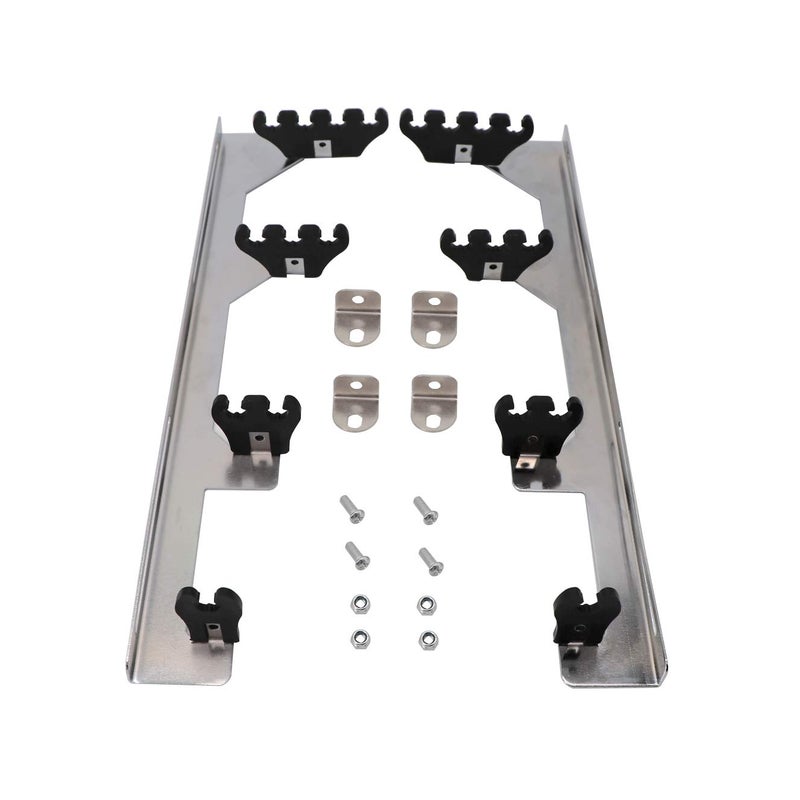 KIPA Chrome Linear Spark Plug Wire Separators Divider Loom Black Valve Cover Fits for Chevy Ford Mopar SBC 265 283 305 350 400 396 - Image 1